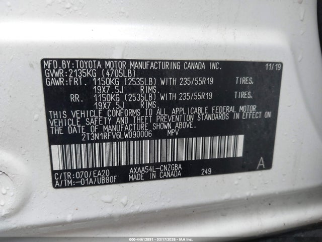 2020 TOYOTA RAV4 2T3N1RFV6LW090006 Photo 8