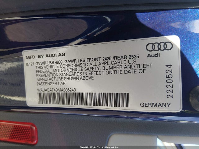 2021 AUDI A4 WAUABAF49MA086243 Photo 8