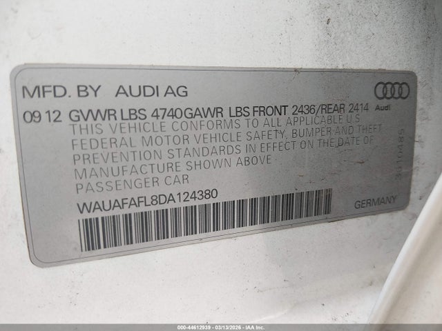 2013 AUDI A4 WAUAFAFL8DA124380 Photo 8