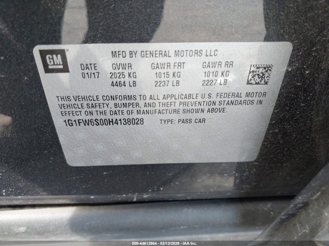 1G1FW6S00H4138028 Chevrolet BOLT EV LT