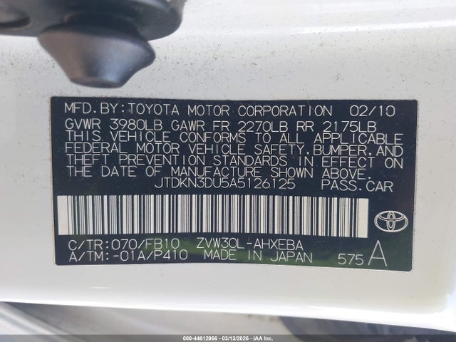 2010 TOYOTA PRIUS JTDKN3DU5A5126125 Photo 8