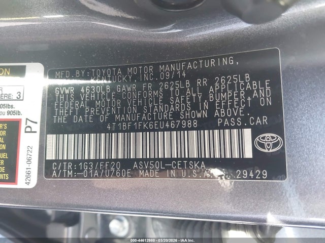 Toyota CAMRY SE 2014 4T1BF1FK6EU467988 Image 9