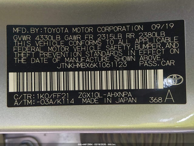 JTNKHMBX6K1061123 Toyota C-HR XLE