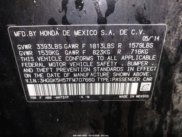 3HGGK5H57FM707660 Honda FIT LX