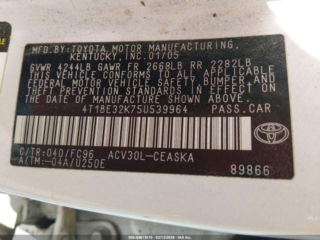 2005 TOYOTA CAMRY 4T1BE32K75U539964 Photo 8