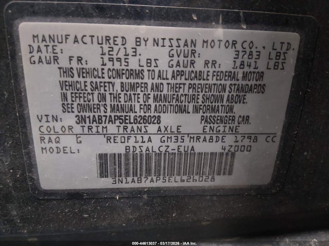 3N1AB7AP5EL626028 Nissan SENTRA S