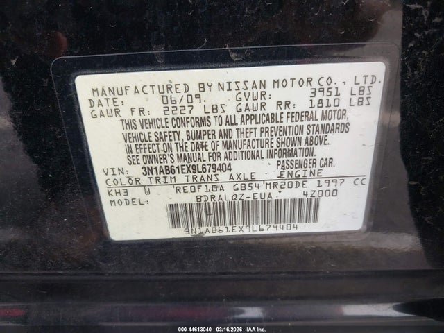 2009 NISSAN SENTRA 3N1AB61EX9L679404 Photo 8