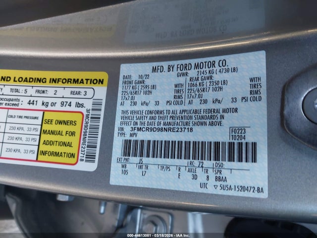 3FMCR9D98NRE23718 Ford Bronco Sport Badlands