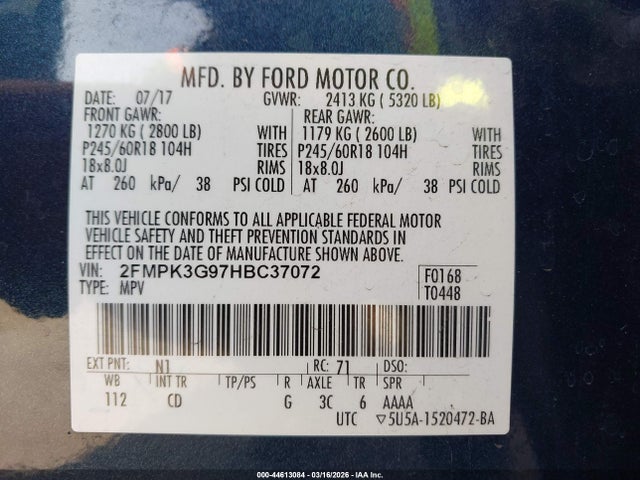Ford EDGE SE 2017 2FMPK3G97HBC37072 Image 9