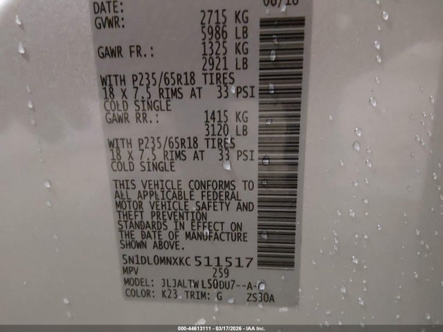 5N1DL0MNXKC511517 Infiniti QX60 LUXE