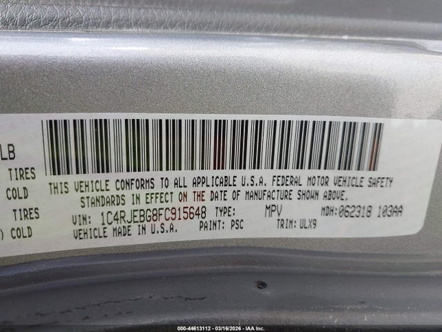 Jeep Grand Cherokee Limited 2015 1C4RJEBG8FC915648 Image 9