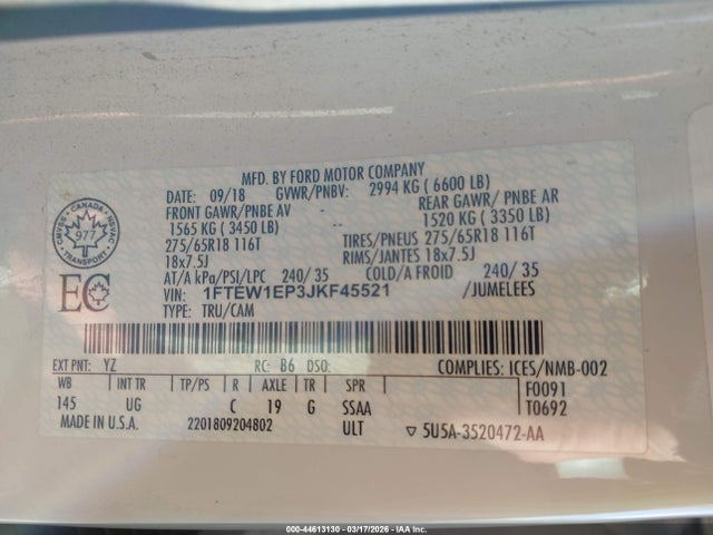 Ford F-150 Xlt 2018 1FTEW1EP3JKF45521 Image 9