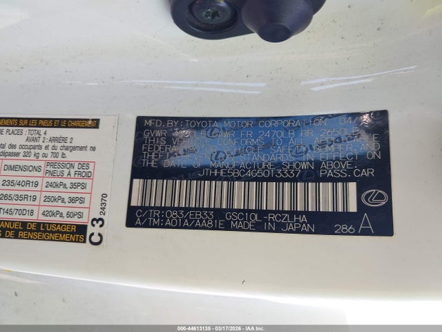 44613135 :رقم المزاد ، JTHHE5BC4G5013337 vin ، 2016 Lexus Rc 350 مزاد بيع