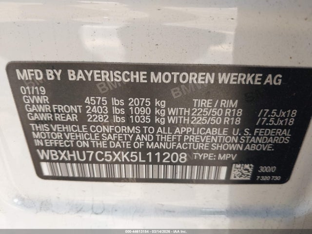 WBXHU7C5XK5L11208 BMW X1 Sdrive28i
