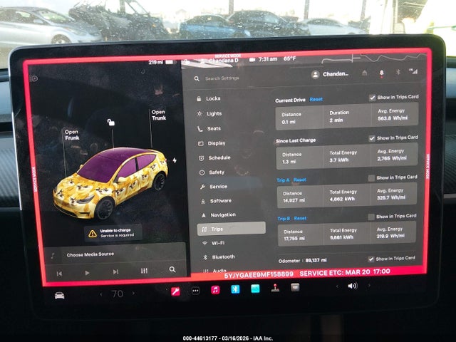 5YJYGAEE9MF158899 Tesla Model Y Long Range Dual Motor All-wheel Drive