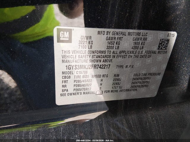 2015 CADILLAC ESCALADE 1GYS3MKJ2FR742217 Photo 8