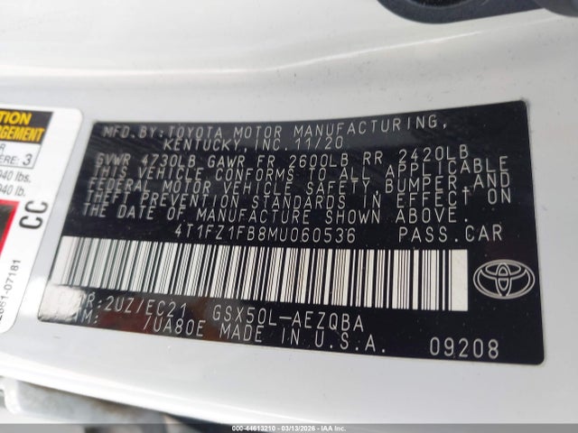 4T1FZ1FB8MU060536 Toyota Avalon Trd