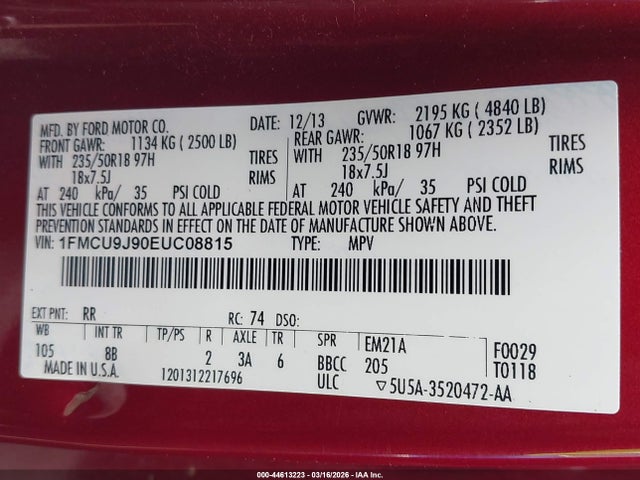 Ford Escape Titanium 2014 1FMCU9J90EUC08815 Image 9