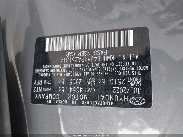 Продаж на аукціоні авто 2023 Hyundai Sonata Sel, vin: KMHL64JA1PA251314, номер лоту: 44613224