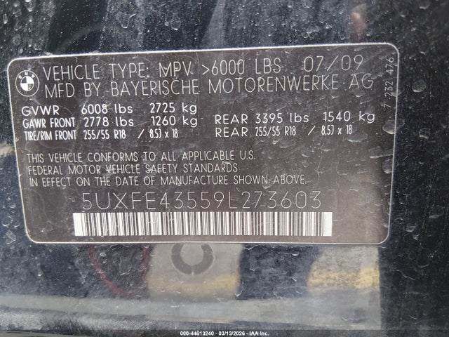 2009 BMW X5 5UXFE43559L273603 Photo 8