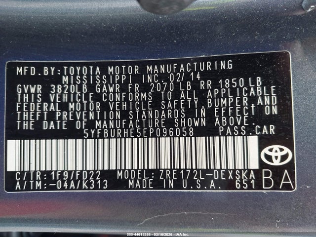 Toyota Corolla S/s Plus/s Premium 2014 5YFBURHE5EP096058 Image 9