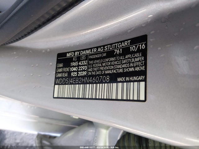 Aukcja sprzedaży 2017 Mercedes-benz Cla 250, vin: WDDSJ4EB2HN460708, numer aukcji: 44613277