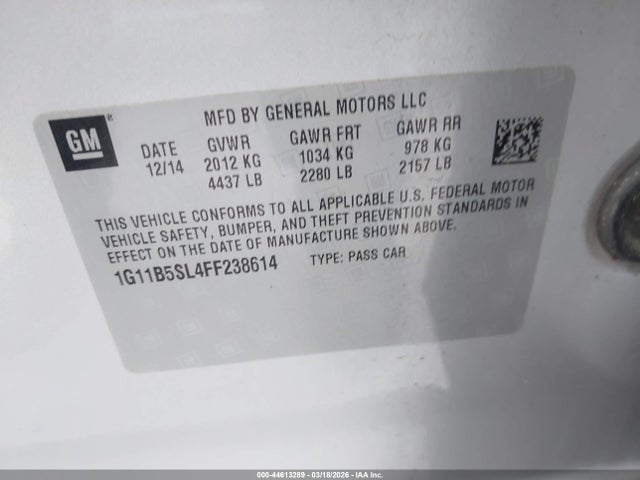 Chevrolet MALIBU LS 2015 1G11B5SL4FF238614 Image 9