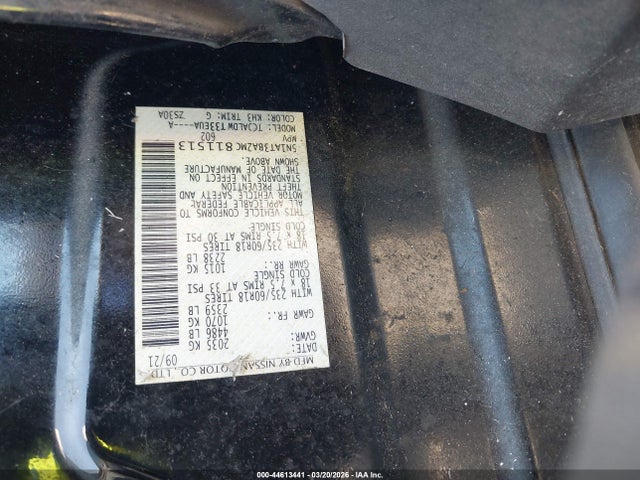 44613441 :رقم المزاد ، 5N1AT3BA2MC811513 vin ، 2021 Nissan Rogue Sv Fwd مزاد بيع