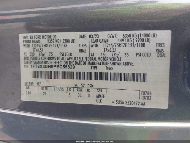 2023 Ford F-350 Xlt მანქანა იყიდება აუქციონზე, vin: 1FT8X3DN9PEC55829, აუქციონის ნომერი: 44613448