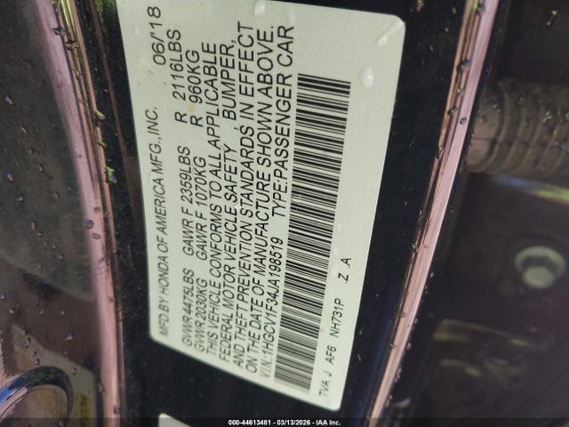 1HGCV1F34JA198519 Honda Accord Sport