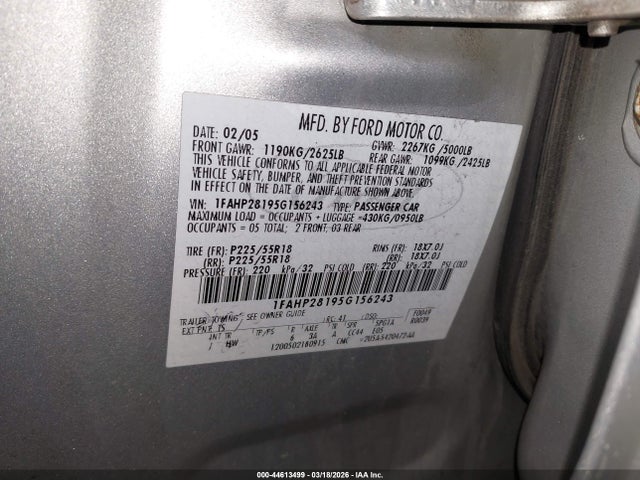 2005 FORD FIVE HUNDRED 1FAHP28195G156243 Photo 8