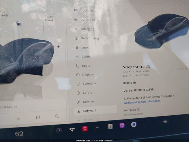 Продажа на аукционе авто 2024 Tesla Model 3 Long Range Dual Motor All-wheel Drive, vin: 5YJ3E1EB5RF738891, номер лота: 44613532