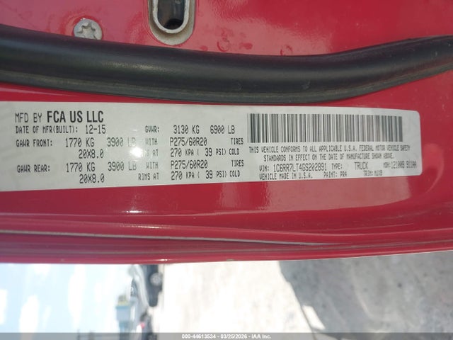 44613534 :رقم المزاد ، 1C6RR7LT4GS202891 vin ، 2016 Ram 1500 Lone Star مزاد بيع