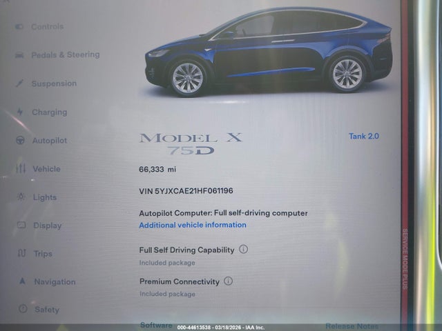 5YJXCAE21HF061196 Tesla Model X 100d/75d/90d
