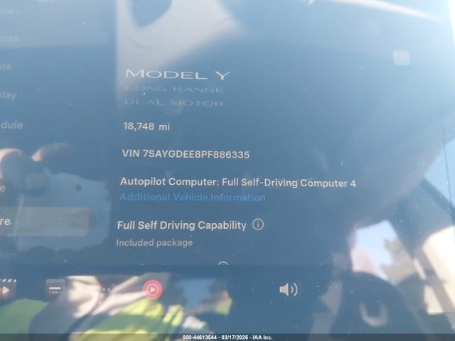7SAYGDEE8PF886335 Tesla Model Y Awd/long Range Dual Motor All-wheel Drive