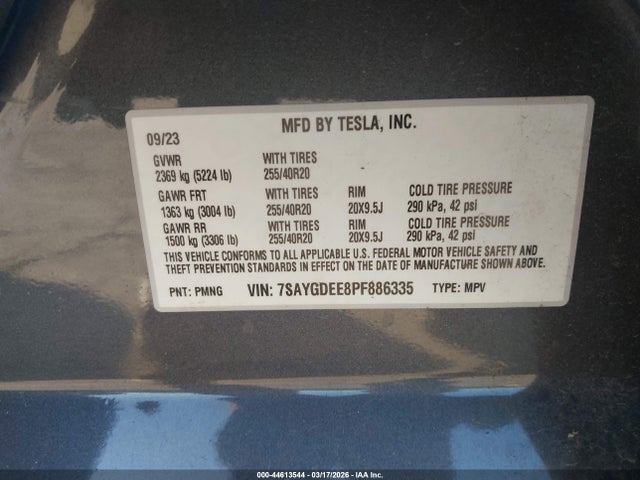 7SAYGDEE8PF886335 Tesla Model Y Awd/long Range Dual Motor All-wheel Drive