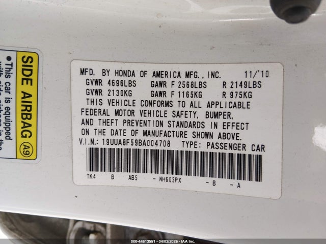 Auction sale of the 2011 Acura Tl 3.5/tech, vin: 19UUA8F59BA004708, lot number: 44613551
