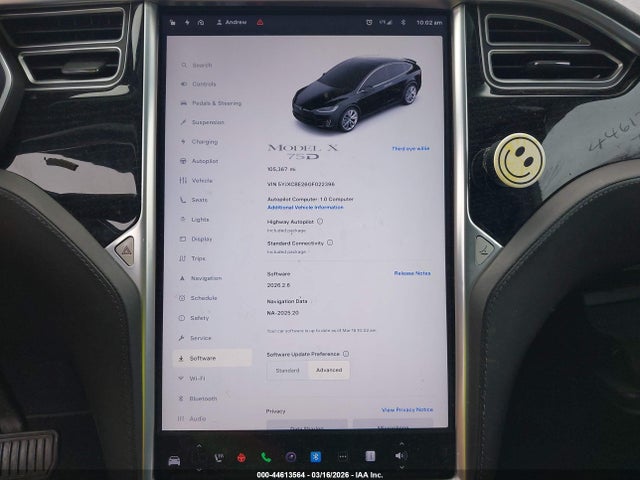 44613564 :رقم المزاد ، 5YJXCBE26GF022396 vin ، 2016 Tesla Model X 60d/70d/75d/90d/p100d مزاد بيع