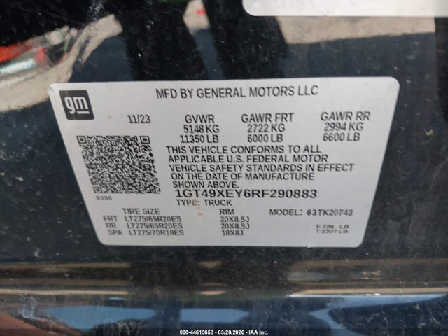 44613658 :رقم المزاد ، 1GT49XEY6RF290883 vin ، 2024 Gmc Sierra 2500hd 4wd  Standard Bed Denali Ultimate مزاد بيع