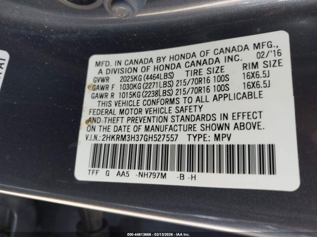 Honda CR-V LX 2016 2HKRM3H37GH527557 Image 9