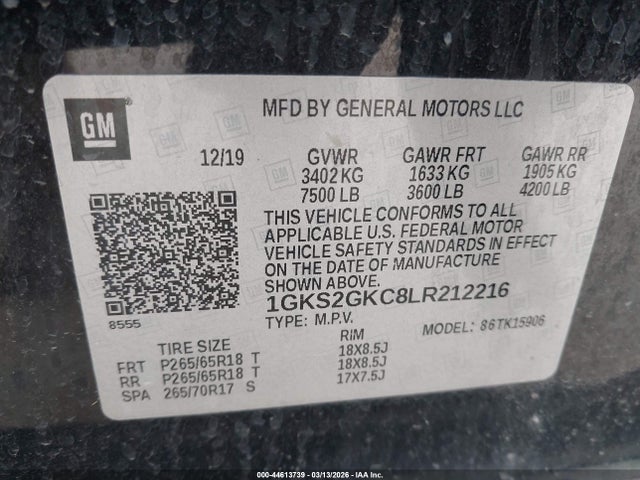 Aukcja sprzedaży 2020 Gmc Yukon Xl 4wd Slt, vin: 1GKS2GKC8LR212216, numer aukcji: 44613739