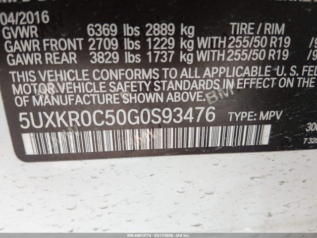 Auction sale of the 2016 Bmw X5 Xdrive35i, vin: 5UXKR0C50G0S93476, lot number: 44613774