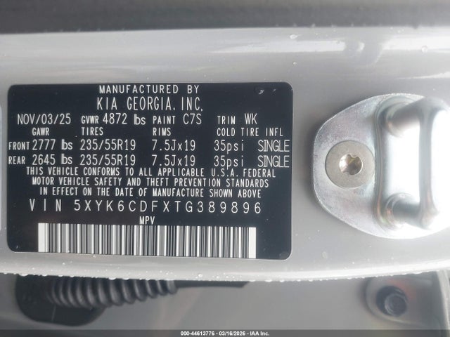 44613776 :رقم المزاد ، 5XYK6CDFXTG389896 vin ، 2026 Kia Sportage X-line مزاد بيع