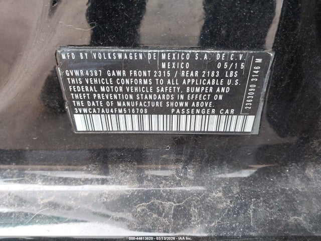Продаж на аукціоні авто 2015 Volkswagen Golf Sportwagen Tdi S 4-door, vin: 3VWCA7AU4FM516708, номер лоту: 44613820