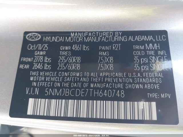 Hyundai TUCSON SEL 2026 5NMJBCDE7TH640748 Image 9