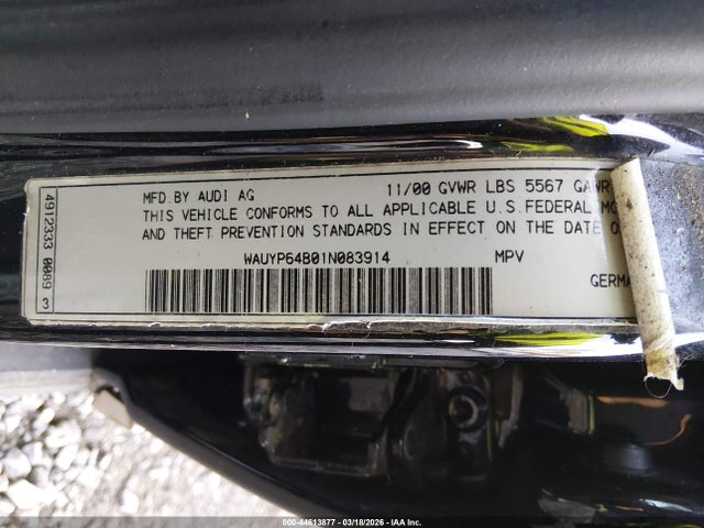 Продажа на аукционе авто 2001 Audi Allroad, vin: WAUYP64B01N083914, номер лота: 44613877