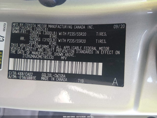 44613908 :رقم المزاد ، 2T2HZMAA2MC185330 vin ، 2021 Lexus Rx 350 مزاد بيع