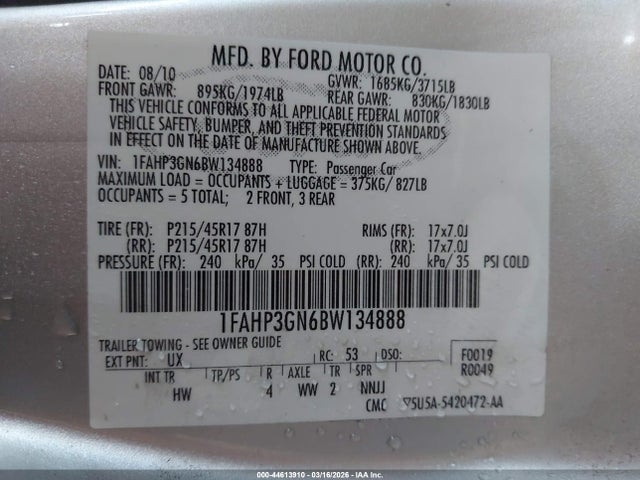 2011 FORD FOCUS 1FAHP3GN6BW134888 Photo 8