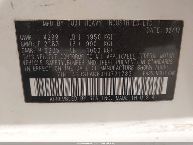 4S3GTAK60H3721782 Subaru Impreza 2.0i Sport