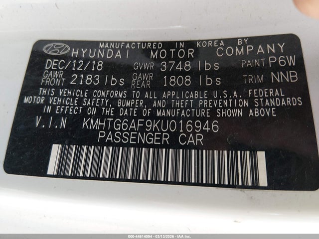 Продаж на аукціоні авто 2019 Hyundai Veloster 2.0, vin: KMHTG6AF9KU016946, номер лоту: 44614094